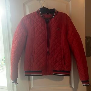 Used AUTHENTIC red Tommy Hilfiger small bomber jacket.